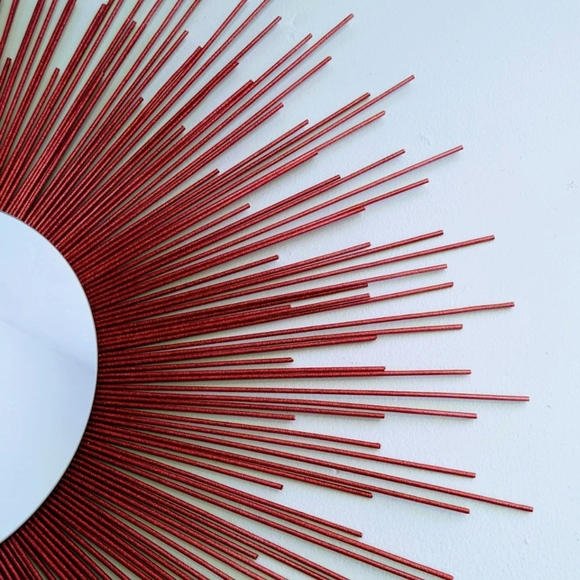 Glamorous 35” RED Sunburst Mirror Decorative Wall Mirror - Picture 3 of 4